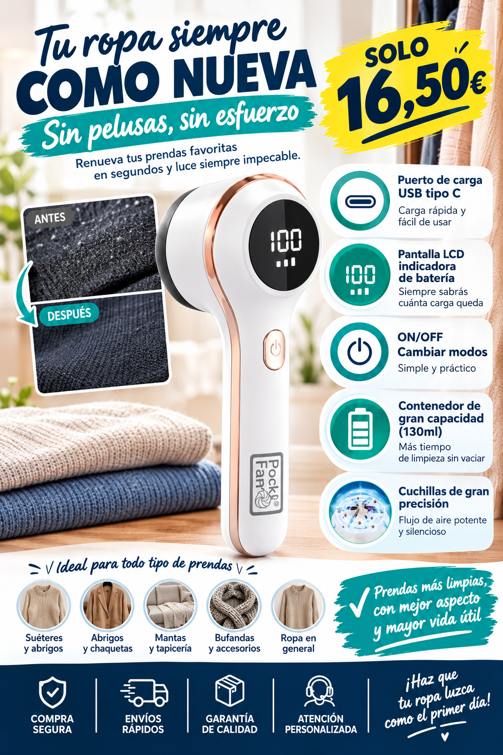 QUITAPELUSAS ELÉCTRICO