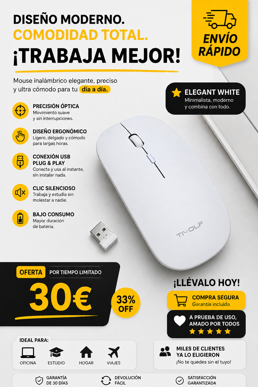 Ratón Inalámbrico – Precisión, Comodidad y Estilo sin Cables